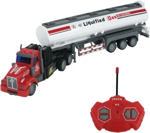 Remote Control Semi Truck Fuel Trailer, 14" 1:48 Fuel Trailer Truck Toy, Equipped with 2 Rechargeable Batteries, Gifts Ideas for Boys Age 3-8 Year Old