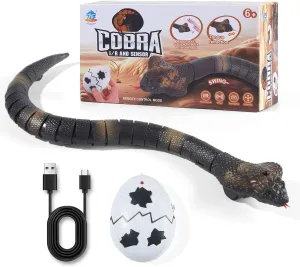 Remote Control Snakes Realistic Rc Snake Prank Cobra Rechargeable Smart Sensing Cat Toy with Infrared Controller Snake Toys, Prank Gifts - Fun Toy or Gift for Kids Ages 6-8-10-13 Years Old