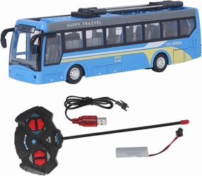 Remote Control Bus Toy, High Simulation All Directions Driving Rechargeable RC School Bus for Children(Blue)