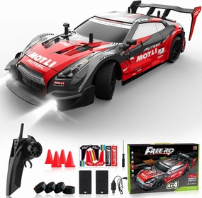 Remote Control Car RC Drift Car 1:16 Scale 4WD RC Vehicle with LED Lights 2.4GHz 30km/h RTR High Speed Racing Sport Toy for Adults Boys Girls Kids Gift 2Pcs Rechargeable Battery