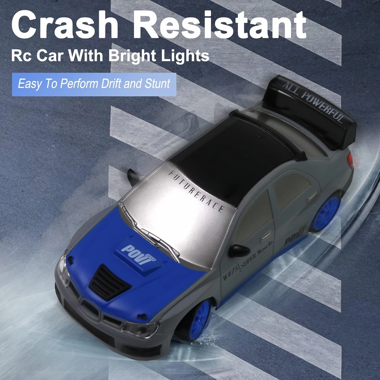 Remote Control Car RC Drift Car 2.4GHz 1:24 Scale 4WD High Speed RC Cars Vehicle with LED Lights Batteries and Drifting Tires Racing Sport Toy Cars for Adults Boys Girls Kids Gift