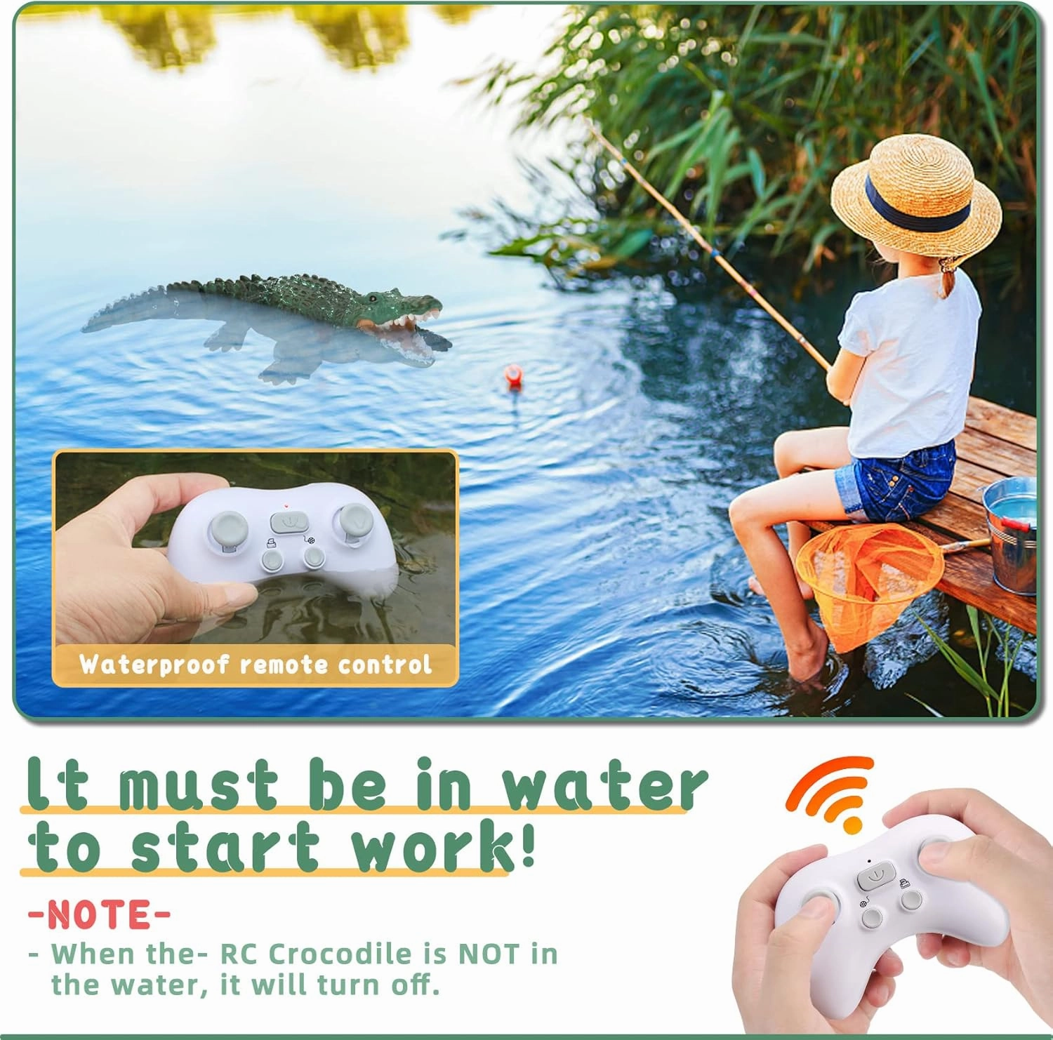 Remote Control Crocodile High Simulation RC Crocodile Boat Toys for Swimming Pool Lakes Bathroom, Great Gift RC Boat Alligator Toys for 6  Year Old Boys and Girls