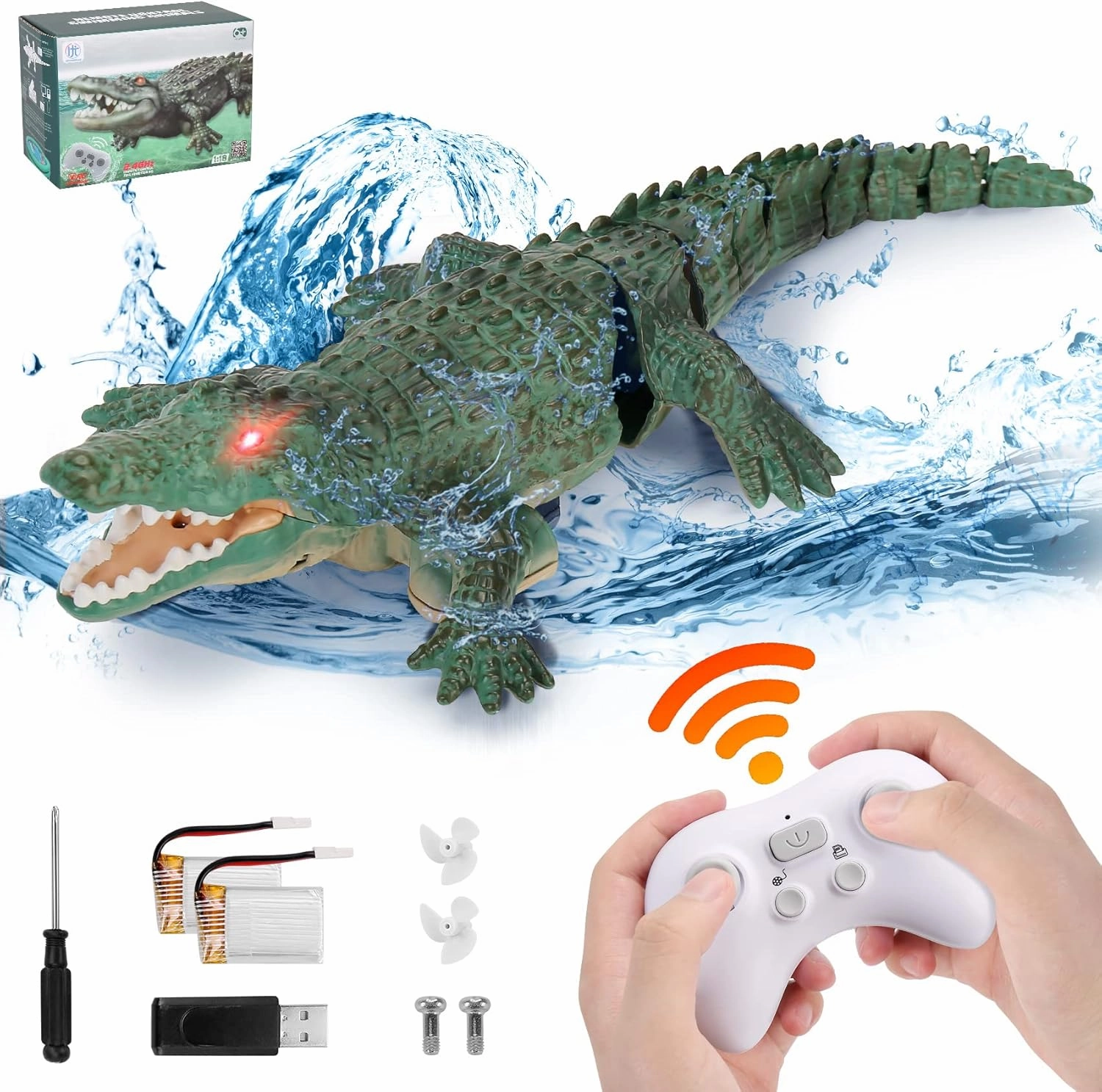 Remote Control Crocodile High Simulation RC Crocodile Boat Toys for Swimming Pool Lakes Bathroom, Great Gift RC Boat Alligator Toys for 6  Year Old Boys and Girls