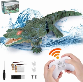 Remote Control Crocodile High Simulation RC Crocodile Boat Toys for Swimming Pool Lakes Bathroom, Great Gift RC Boat Alligator Toys for 6  Year Old Boys and Girls