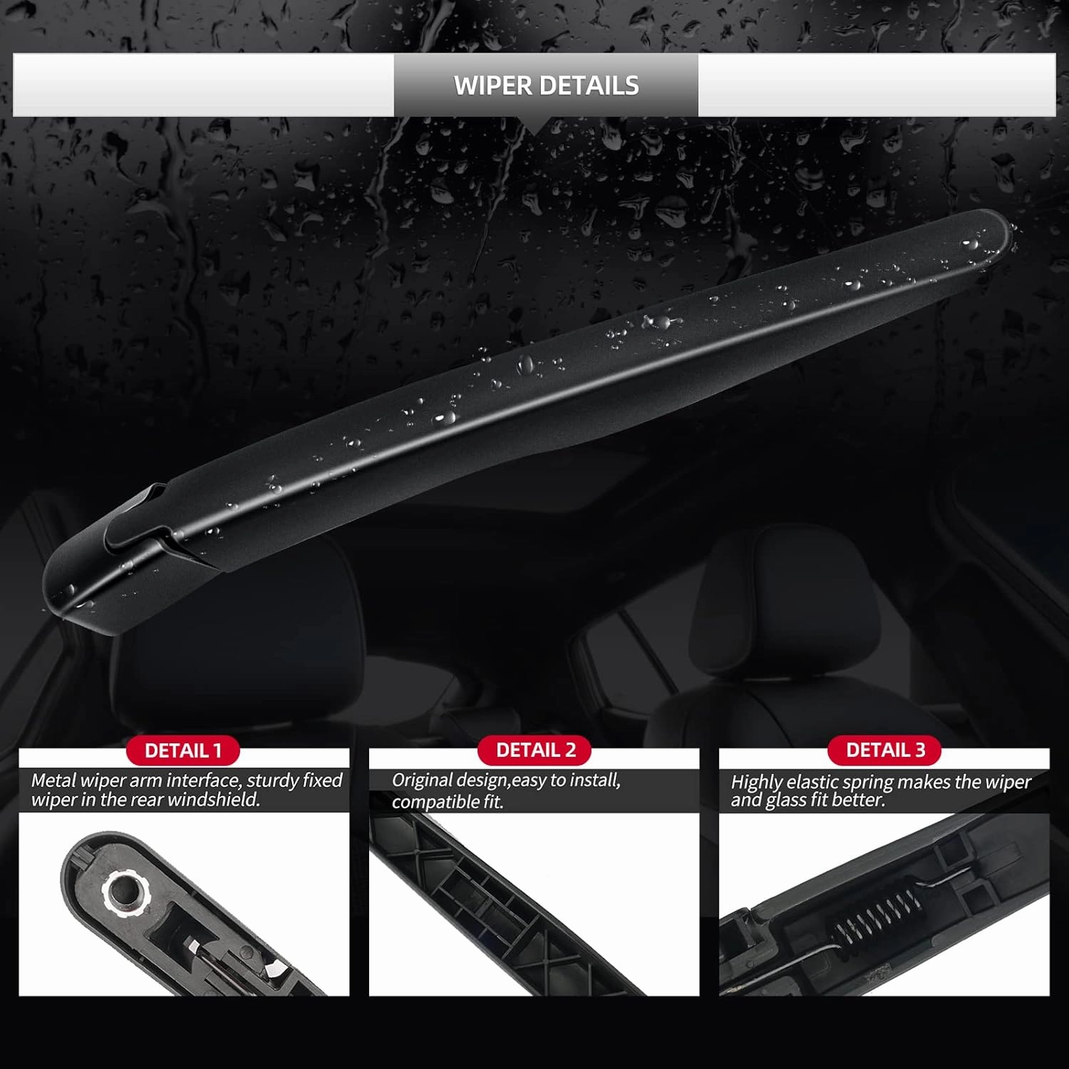 Replacement for Lincoln Nautilus 2019 2020 2021 2022 2023 Rear Windshield Wiper Blade and Arm Assembly-Car Back window wiper Arm Blade Complete Set