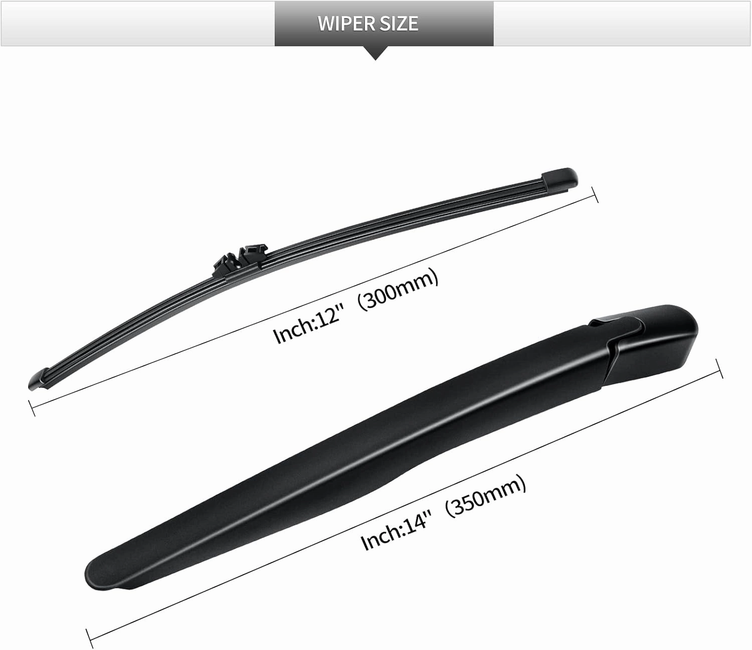 Replacement for Lincoln Nautilus 2019 2020 2021 2022 2023 Rear Windshield Wiper Blade and Arm Assembly-Car Back window wiper Arm Blade Complete Set