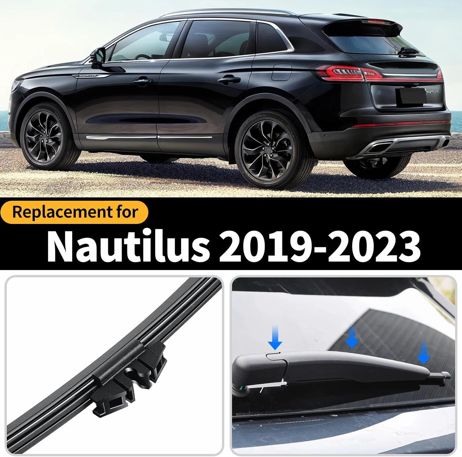 Replacement for Lincoln Nautilus 2019 2020 2021 2022 2023 Rear Windshield Wiper Blade and Arm Assembly-Car Back window wiper Arm Blade Complete Set