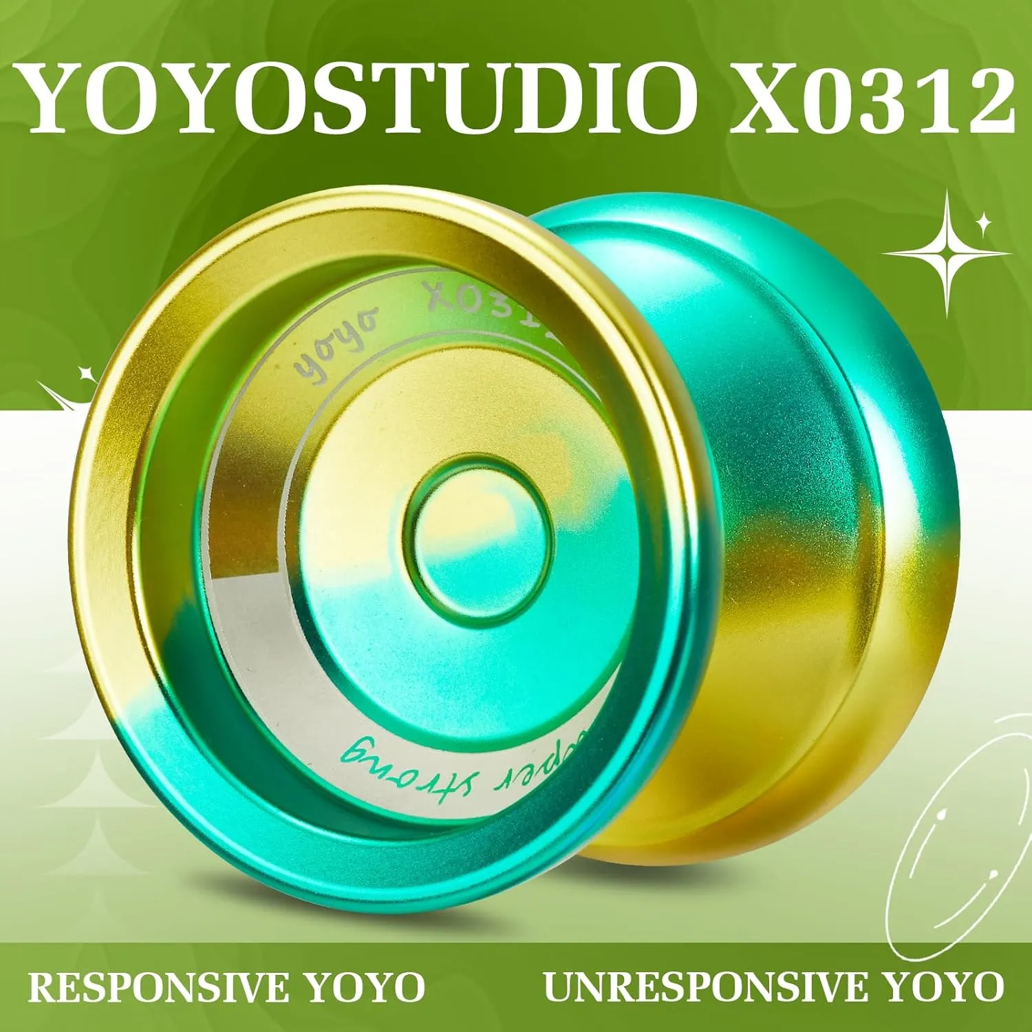 Responsive Yoyo Professional Yoyo for Kids Fingerspin Yo Yo for Adults Kids Pro Trick Yoyos with Unresponsive Yoyos Bearings Kit, 10 Yo-Yo Strings, Case and Gloves (Yellow & Green)