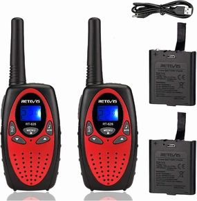 Retevis RT628 Walkie Talkies for Kids Rechargeable,Long Range 2 Way Radio 22 CH Backlit LCD Screen VOX,Toys Gifts for 6-12 Years Old Boys Girls,Indoor Outdoor Adventure(Red, 2 Pack)