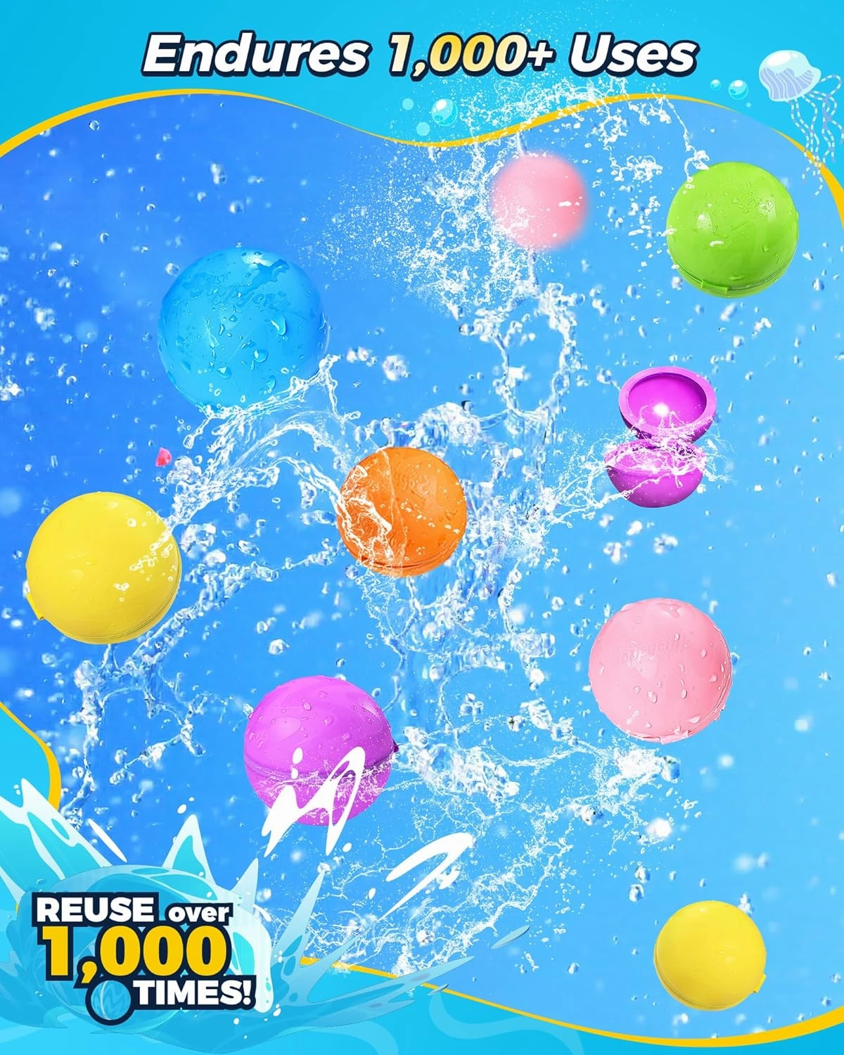 Reusable Water Balloons 12PCS - Summer Water Toys for Pool Beach & Outdoor, Self-Sealing Refillable Water Bombs for Kids Ages 3-14, Magnetic Splash Balls for Kids Fun Games & Activities