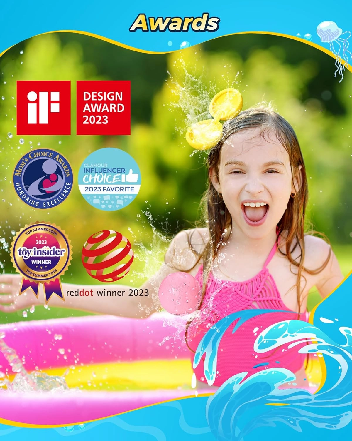 Reusable Water Balloons 12PCS - Summer Water Toys for Pool Beach & Outdoor, Self-Sealing Refillable Water Bombs for Kids Ages 3-14, Magnetic Splash Balls for Kids Fun Games & Activities