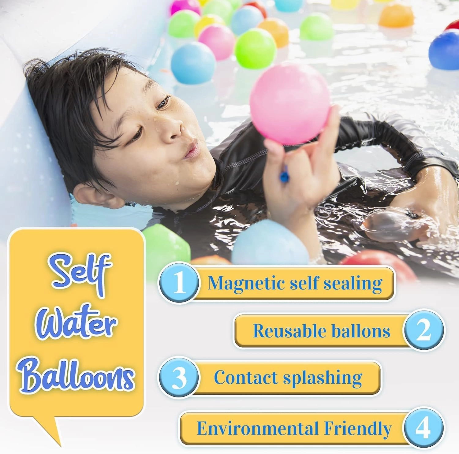 Reusable Water Balloons for Kids Adults 16pcs Self-Sealing Silicone Water Balloons Quick Fill Water Splash Balls, Summer Fun Outdoor Toys for Kids Ages 3 , Pool Toys, Water Park, Summer Party