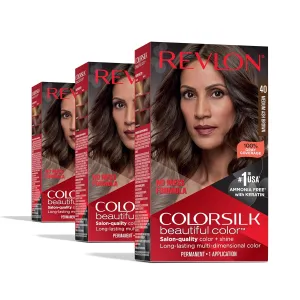 Revlon Colorsilk Beautiful Color Permanent Hair Color, (OLD VERSION) 40 Medium Ash Brown (Pack of 3)