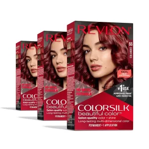 Revlon Colorsilk Beautiful Color Permanent Hair Color, (OLD VERSION) 66 Cherry Red (Pack of 3)