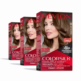 Revlon Colorsilk Beautiful Color Permanent Hair Color, (OLD VERSION) 50 Light Ash Brown (Pack of 3)