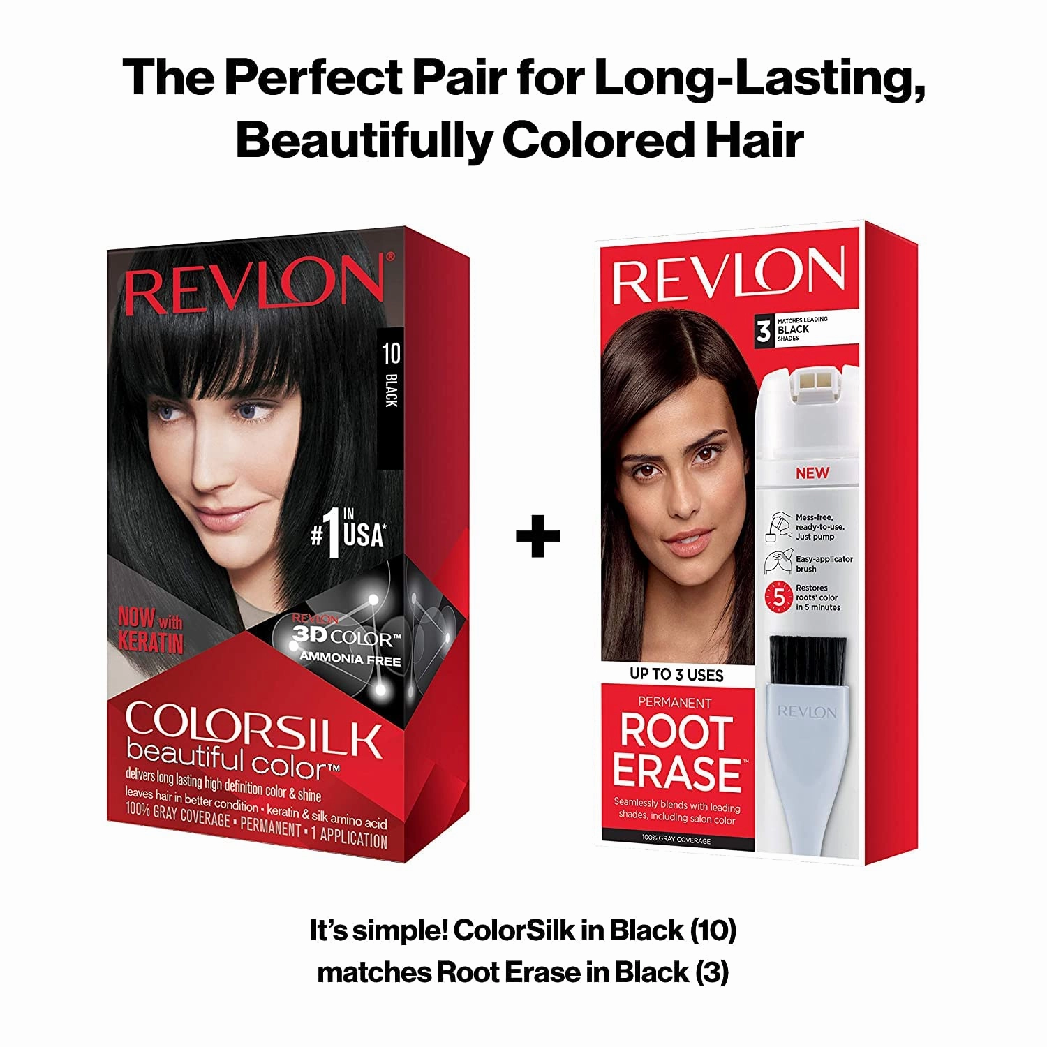 Revlon Permanent Hair Color, Permanent Hair Dye, Colorsilk with 100% Gray Coverage, Ammonia-Free, Keratin and Amino Acids, 20 Brown Black, 4.4 Oz (Pack of 3)