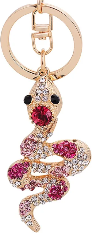 Rhinestone Snake Shaped Keychain, Alloy Animal Car Decor Key Ring, Handbag Pendant Luck Key Jewelry Car Gift (Color : Multi-Colored, Size : 5.3 x 1.4 in)