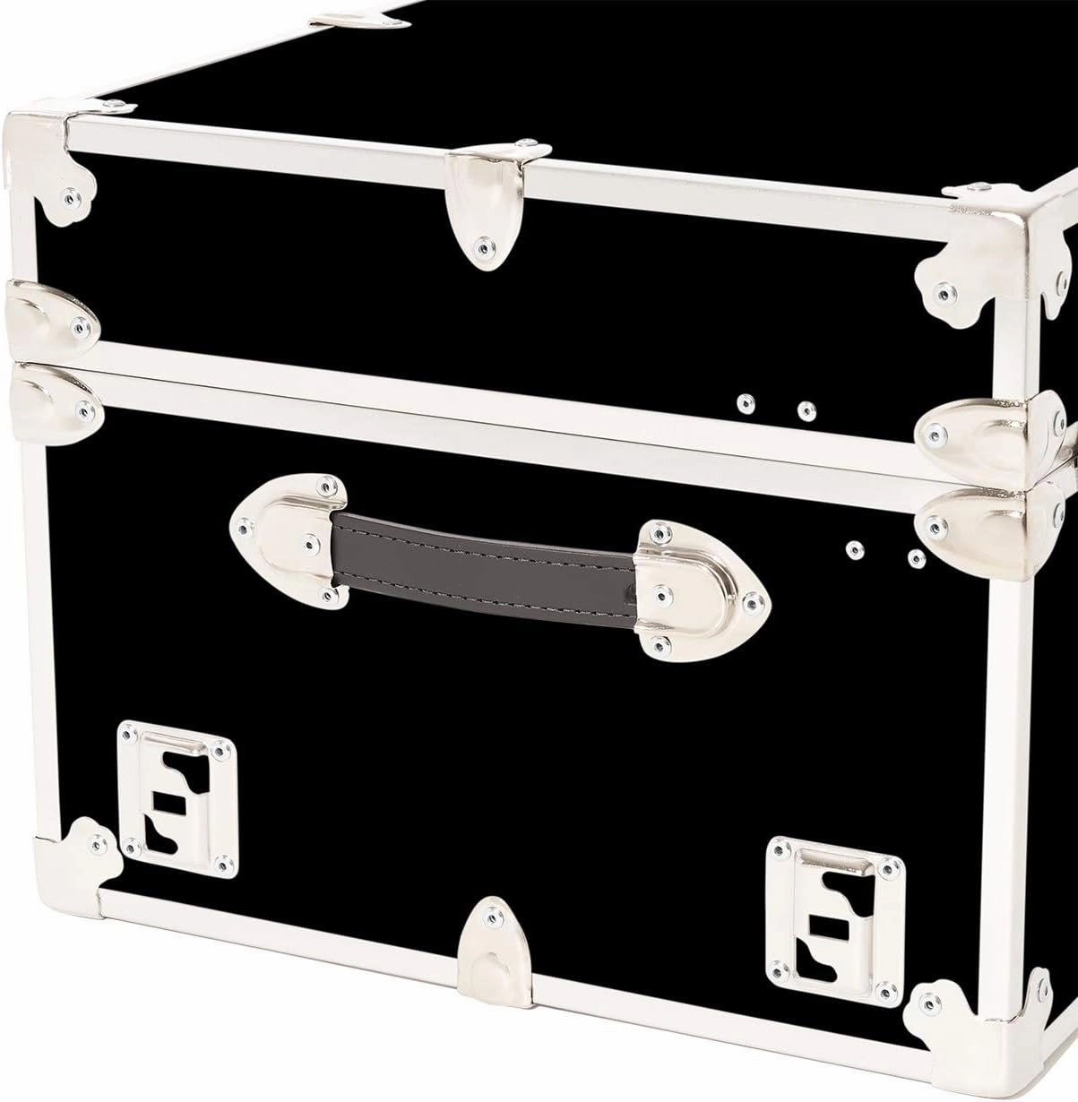 Rhino Trunk & Case Large Armor Camp Trunk with Removeable Wheels - Secure Dorm Storage Chest, Ideal Summer Camper Footlocker, Strong College Trunks - Seats 1000  Pounds - 32"x18"x14" (Black)