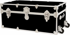 Rhino Trunk & Case Large Armor Camp Trunk with Removeable Wheels - Secure Dorm Storage Chest, Ideal Summer Camper Footlocker, Strong College Trunks - Seats 1000  Pounds - 32"x18"x14" (Black)