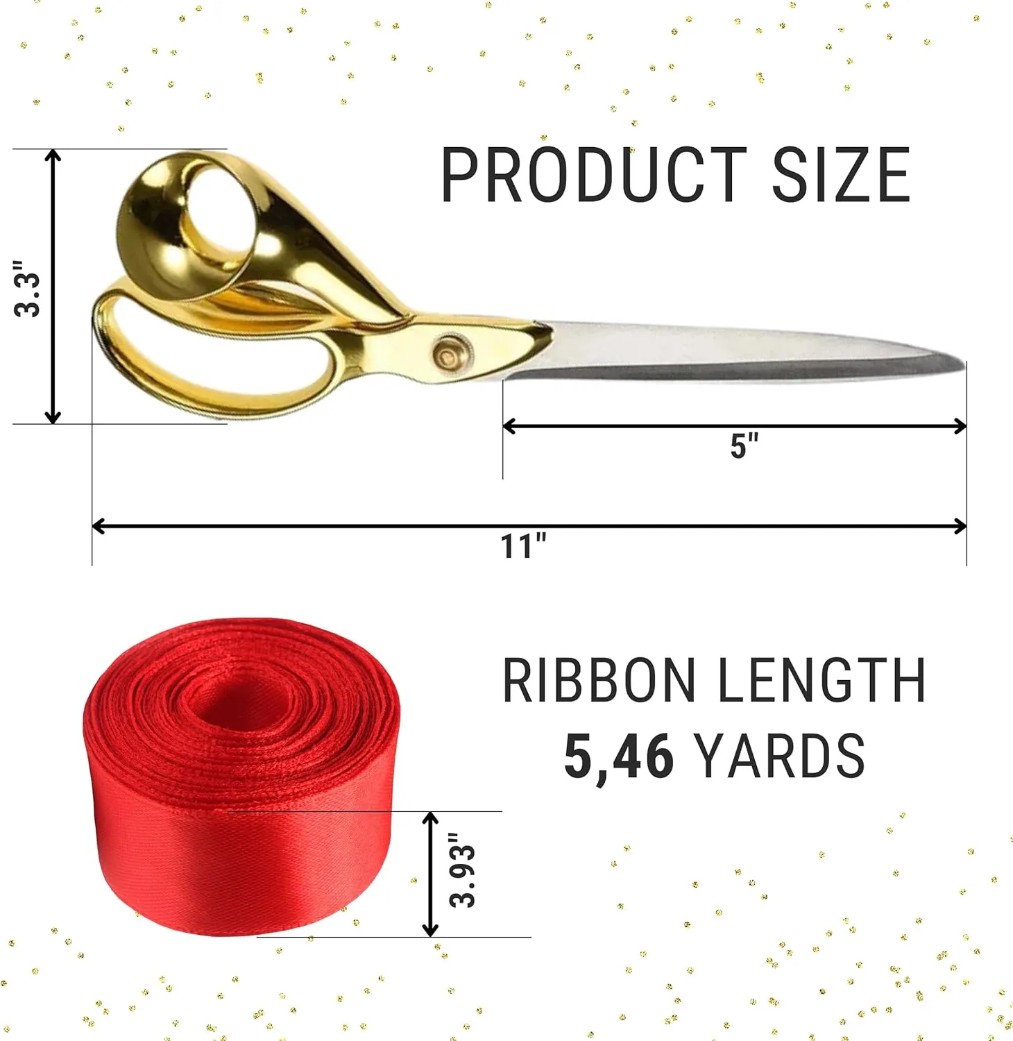 Ribbon Cutting Ceremony Kit - Gold 11 Inch Grand Opening Scissors and Red Satin Ribbon for Special Events Business Openings and Inaugurations