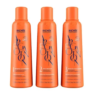 Richée Professional | Argan E Ojon Kit | Rich Formula, Perfect Straight, Extreme Hydration | (3x) 250 ml / 8.4 fl.oz.