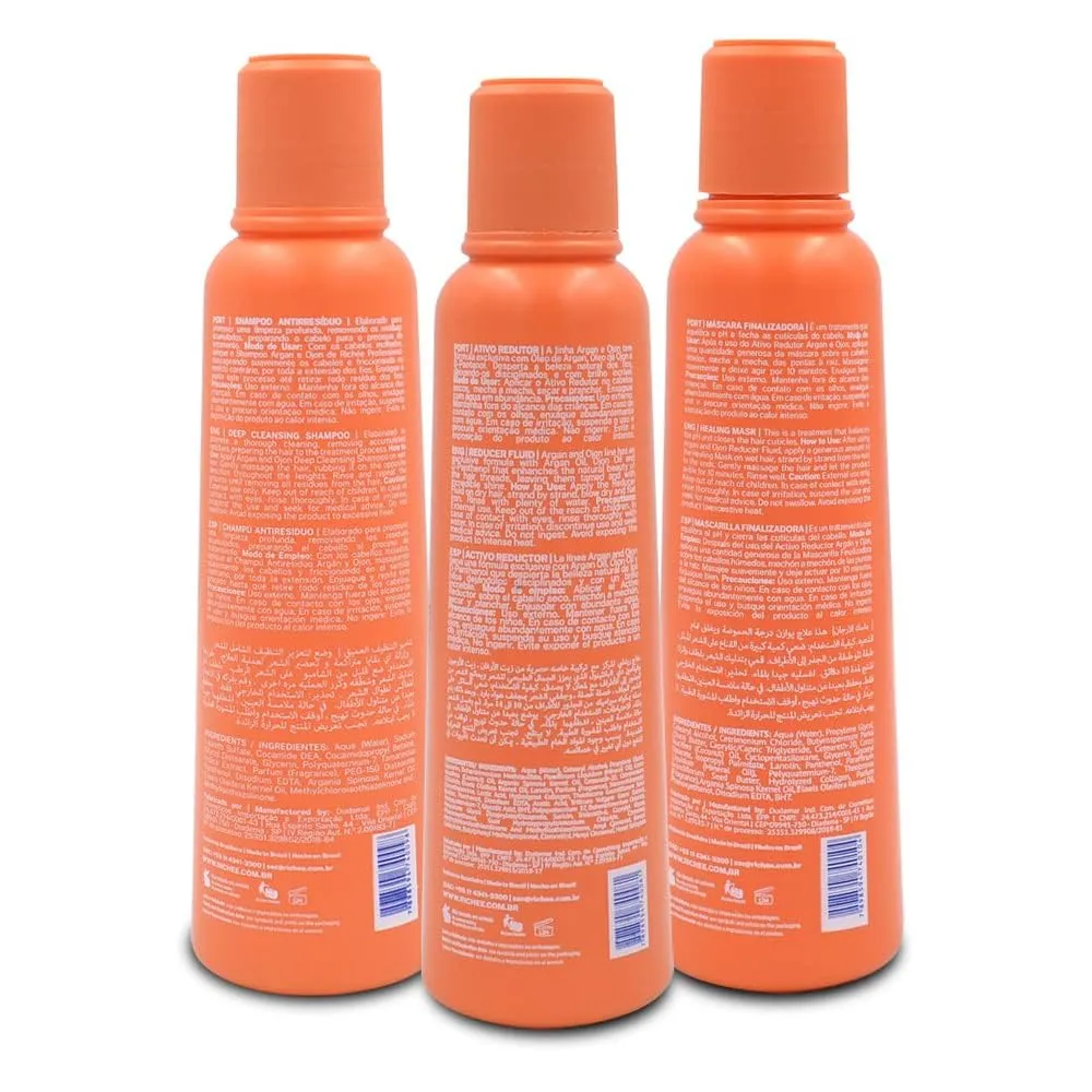 Richée Professional | Argan E Ojon Kit | Rich Formula, Perfect Straight, Extreme Hydration | (3x) 250 ml / 8.4 fl.oz.
