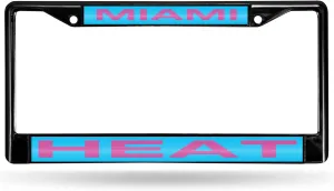 Rico Industries NBA Miami Heat Black 12" x 6" Black Laser Cut Chrome Frame - Car/Truck/SUV Automobile Accessory