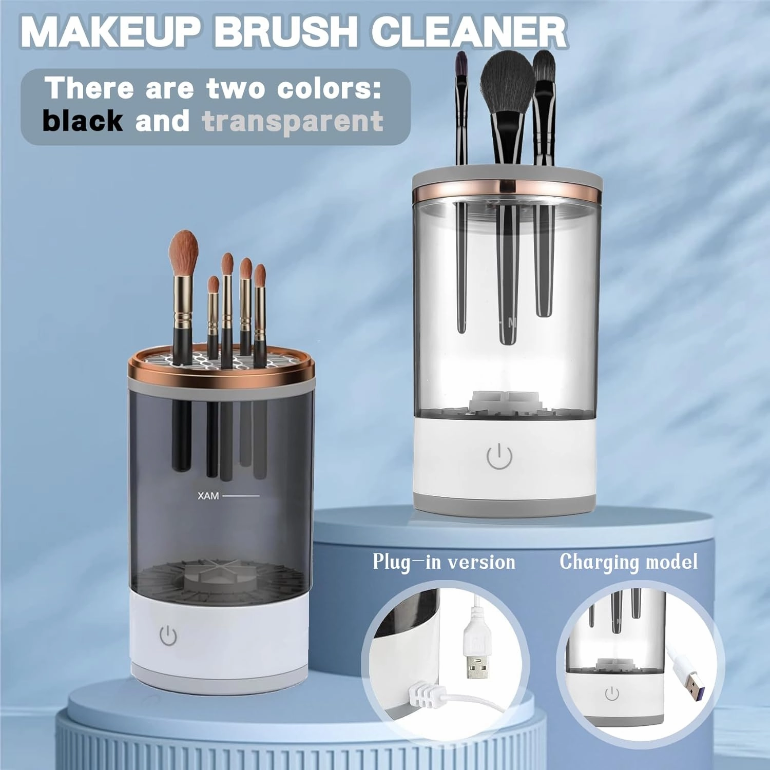 Rinse Hero - Rinse Hero Brush Cleaner, 2025 New Rinse Hero Makeup Brush Cleaner, Rinse Hero Automatic Spinning Cosmetic Tool for Deep Cleaning All Types of Brushes Set (Plug-in * White)