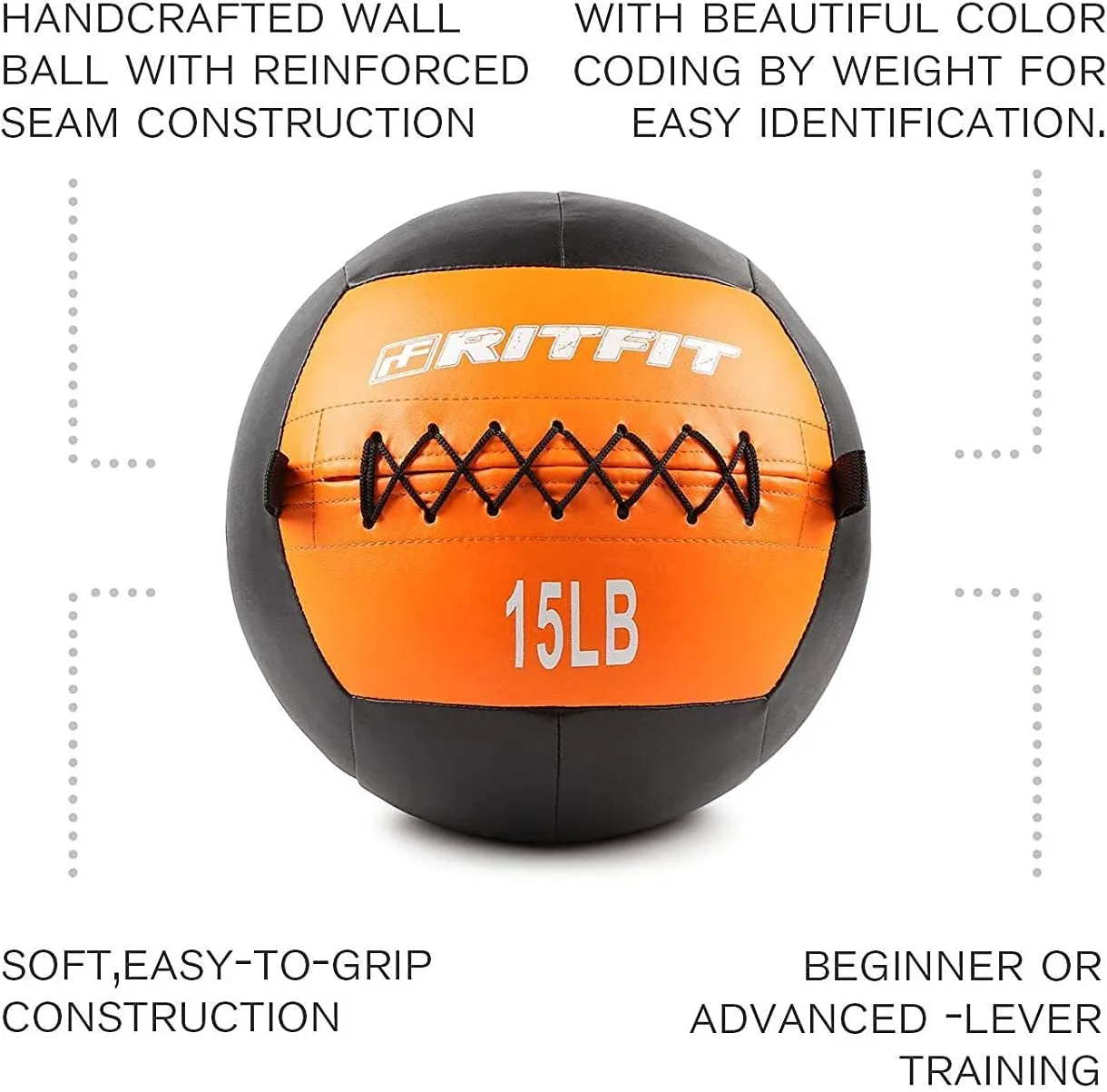 RitFit Medicine Ball / weight ball / Soft Medicine Ball / Wall Medicine Ball / Soft Wall Ball / Wall Ball set/ Medicine Balls for Exercise and Conditioning Workouts, Fitness Gym Equipment for Core Training and Cross Training (5/10/15/20/25/30 lbs)