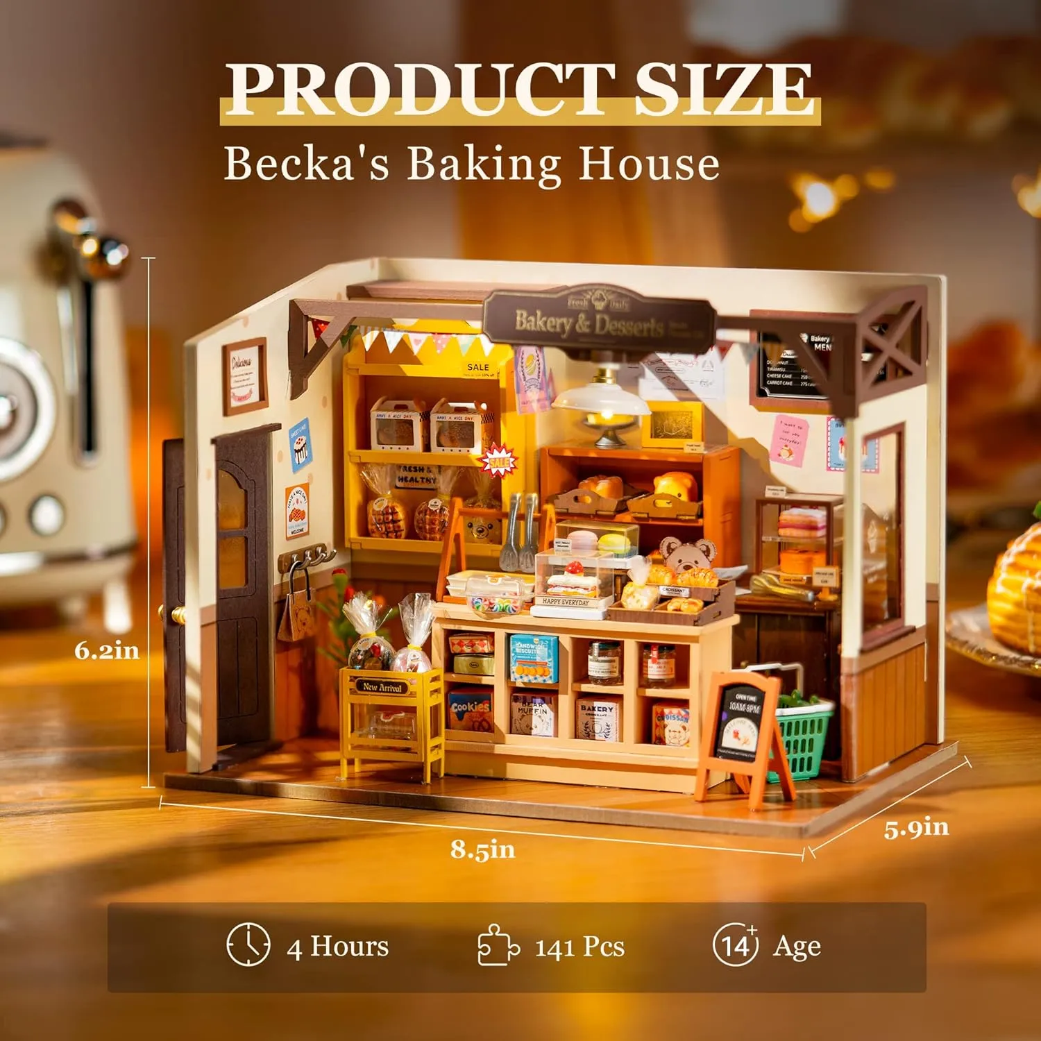 ROBOTIME Miniature House Kit DIY Mini Dollhouse with Accessories Tiny Store Making Kit with LED Light Hobby Birthday Gifts for Kids & Adults
