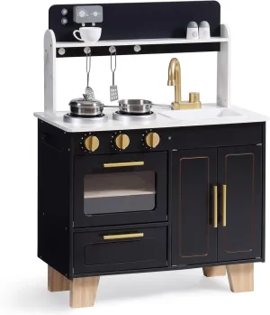 ROBOTIME Play Kitchen for Kids, Wooden Kids Play Kitchen Playset, Toddler Kitchen Pretend Play Set with Marble-Style Countertop, Modern Toy Kitchen for Girls and Boys Ages 3 