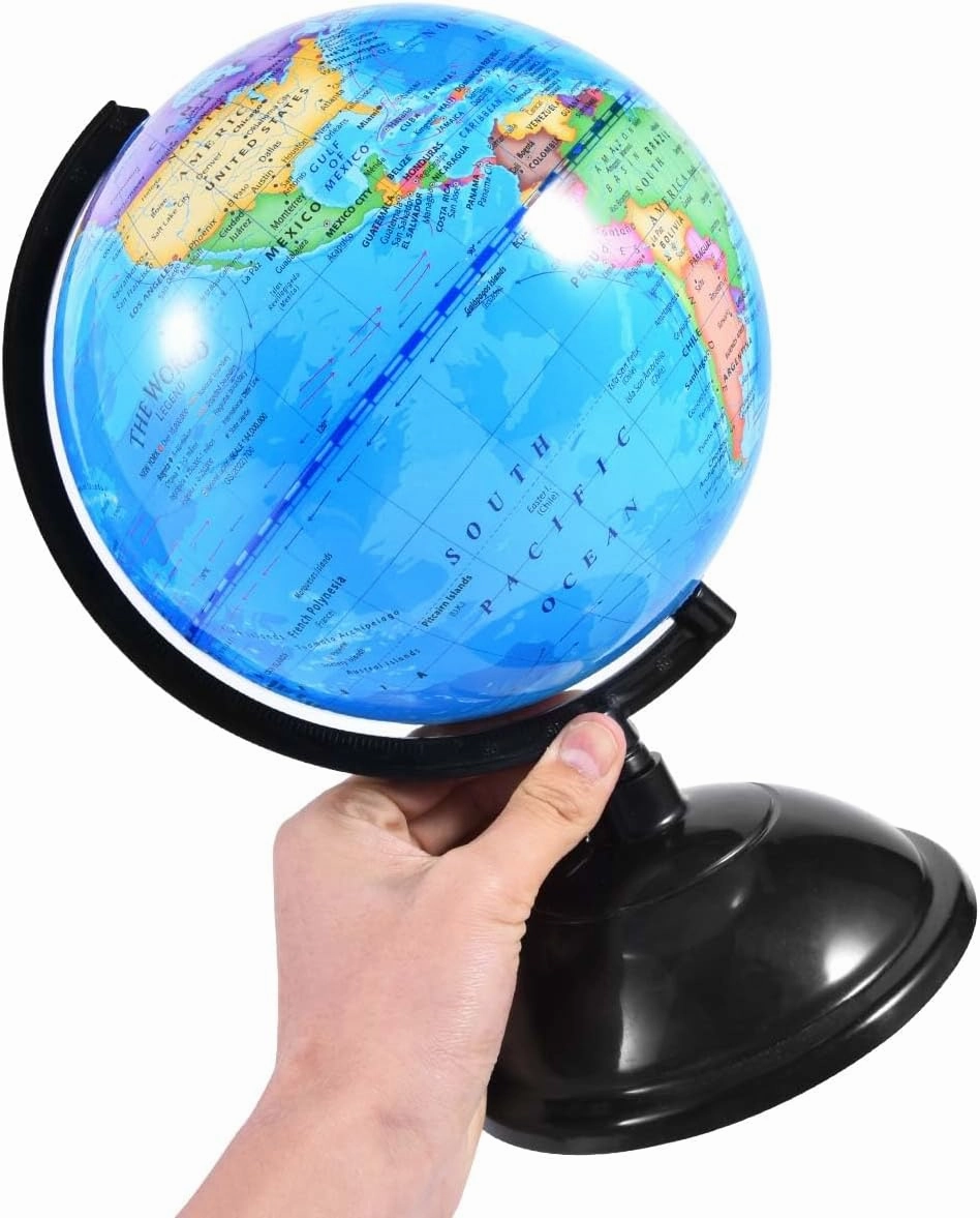 Rotating World Globe 8 Inch Spinning Earth Globe with Stand for Kids Learning Geography Classroom Education or Office Home Decorations
