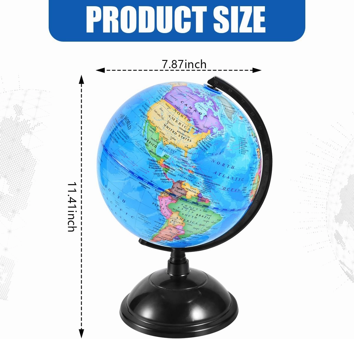 Rotating World Globe 8 Inch Spinning Earth Globe with Stand for Kids Learning Geography Classroom Education or Office Home Decorations