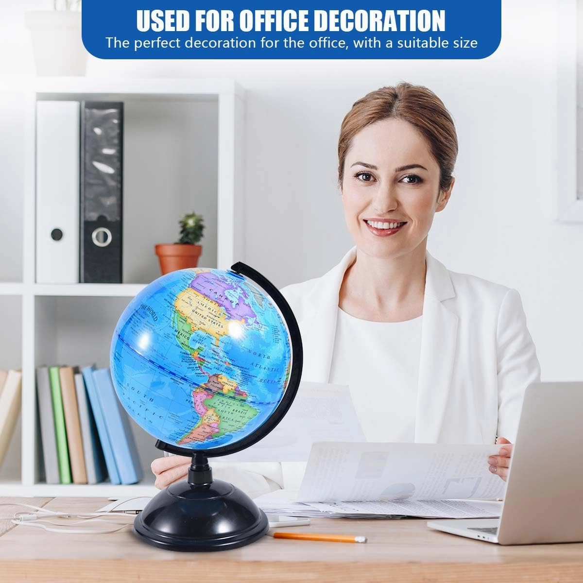 Rotating World Globe 8 Inch Spinning Earth Globe with Stand for Kids Learning Geography Classroom Education or Office Home Decorations