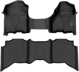 Rough Country All Weather Floor Mats Set for Dodge Ram 1500 Crew/Mega-Cab (2012-2018) - Custom Fit Rubber Ram Floor Mats, Rubber Truck Mats, Durable, Waterproof Truck Floor Mats