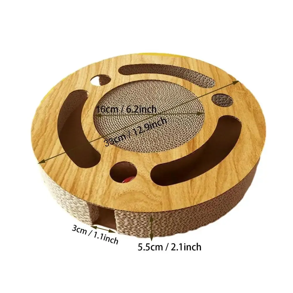 Round Cat Scratcher with Ball | Durable Corrugated Claw Pad