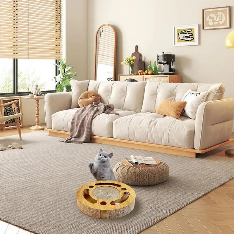 Round Cat Scratcher with Ball | Durable Corrugated Claw Pad