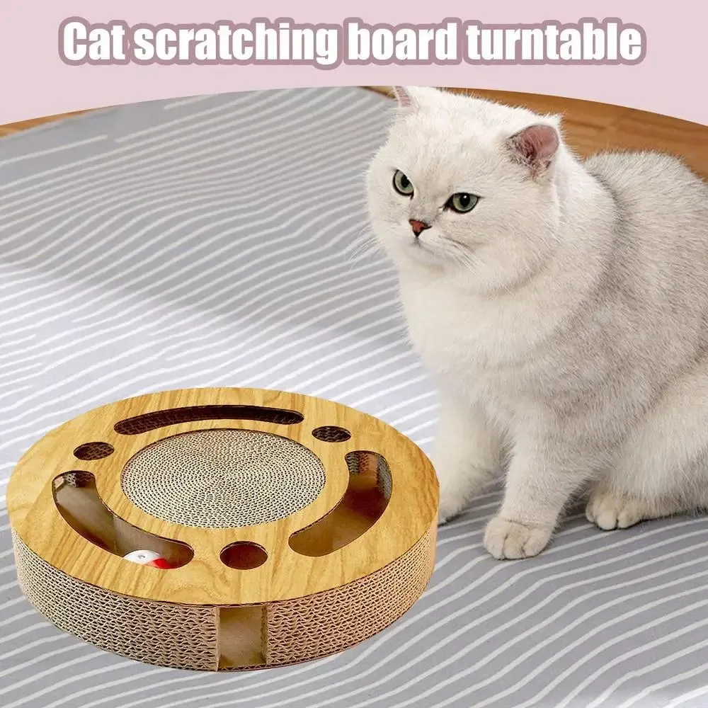 Round Cat Scratcher with Ball | Durable Corrugated Claw Pad