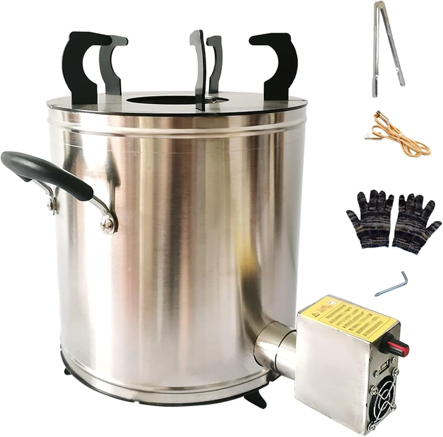 Round Wood Stove Stainless Steel, Portable Wood Burning Camping Stove, Multifunctional Tent Stove, for Outdoor Heating/Cooking/Picnic/BBQ, with Blower (Color : A)