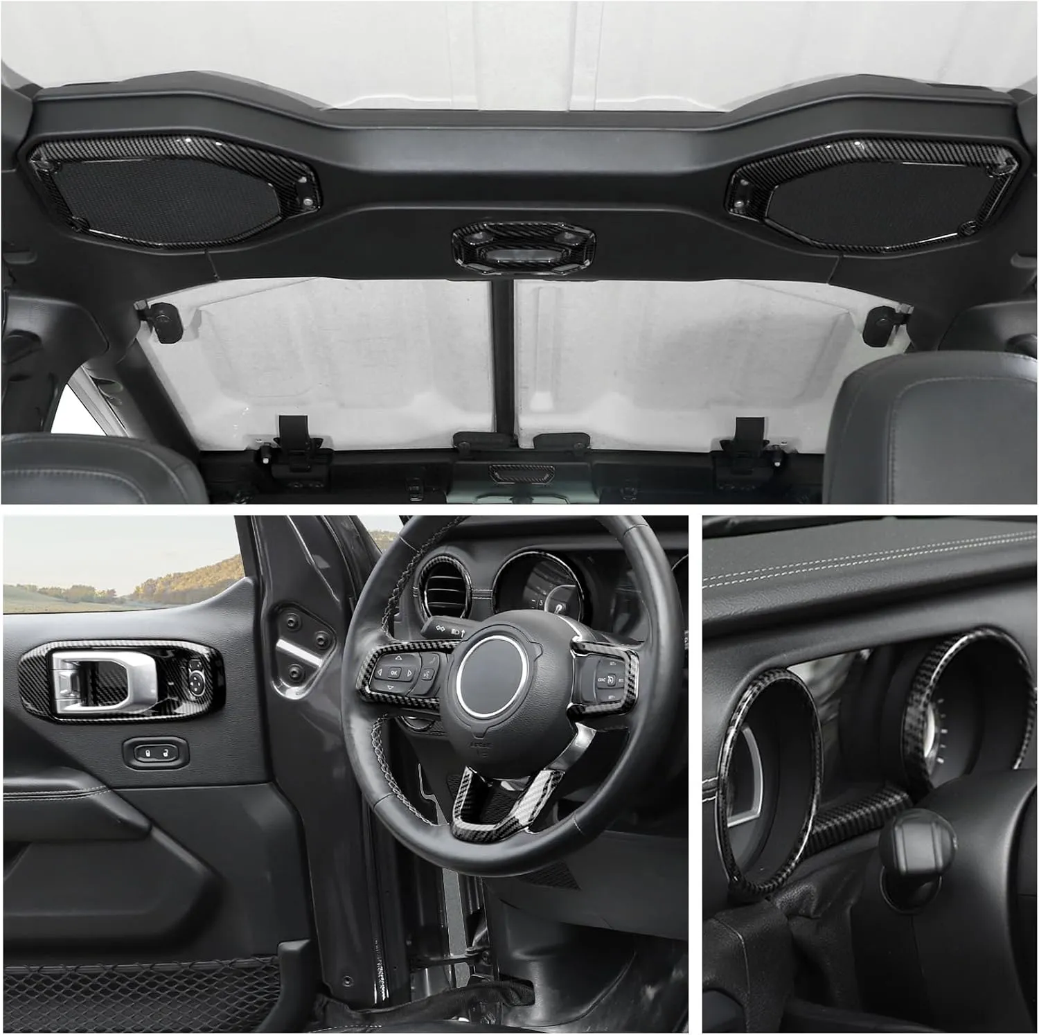 RT-TCZ for Wrangler JL Interior Trim Kit Compatible with Jeep Wrangler JL JLU Gladiator JT 2018-2023 Carbon Fiber Interior Accessories 23pcs