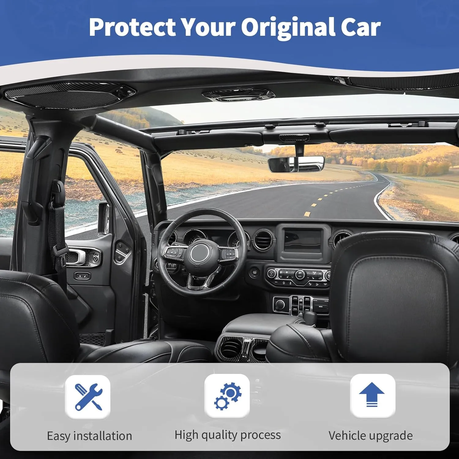 RT-TCZ for Wrangler JL Interior Trim Kit Compatible with Jeep Wrangler JL JLU Gladiator JT 2018-2023 Carbon Fiber Interior Accessories 23pcs