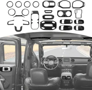 RT-TCZ for Wrangler JL Interior Trim Kit Compatible with Jeep Wrangler JL JLU Gladiator JT 2018-2023 Carbon Fiber Interior Accessories 23pcs