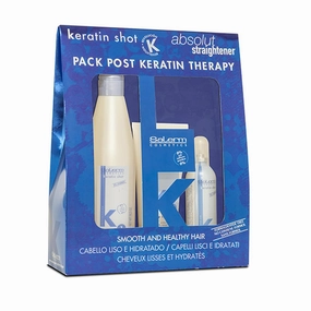 SALERM - Post Keratin Straightening - Keratin Shot Maintenance Kit with Shampoo 500 ml   Mask 200 ml   Serum 100 ml - Smooth and Hydrated Hair - Prolongs Straightening Results for 3 Months
