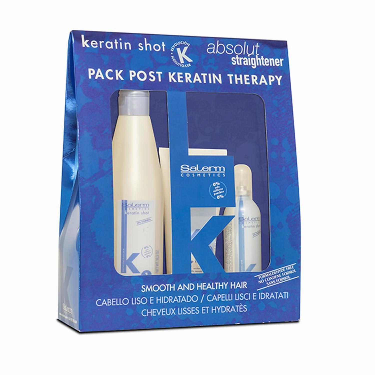 SALERM - Post Keratin Straightening - Keratin Shot Maintenance Kit with Shampoo 500 ml   Mask 200 ml   Serum 100 ml - Smooth and Hydrated Hair - Prolongs Straightening Results for 3 Months