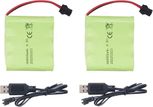 sea jump Accessories 2PCS AA 4.8V 800mAh Rechargeable RC Toy Car Battery SM2P Plug RC Truck Stunt Car Excavator Toy Car Battery and USB Charging Cable