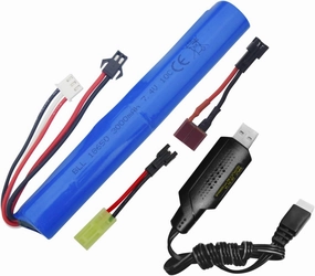 sea jump 7.4V 10C 3000mAh with SM-2P Plug and USB Charging Cable for MP5K M4 M110 SRB1200 SRB400 SRB400-SUB Airsoft Gel Water Droplet Explosion Toy Gun Remote Control Toy Car Battery