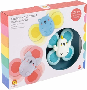 Sensory Spinners - Aussie Animals, 3 Pieces, Shake, Chew & Spin, Attach to Car Windows, Bath, Table w Suction Cups, Age 6 Months - 2 Years