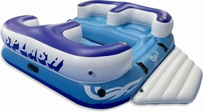 Serenelife Inflatable Towable Tube for Boating, 2 Rider Capacity with Deck Seats & Backrest, 450 lbs Water Sports Tube, Durable Nylon Cover, Multiple Grab Handles, Speed Safety Valve
