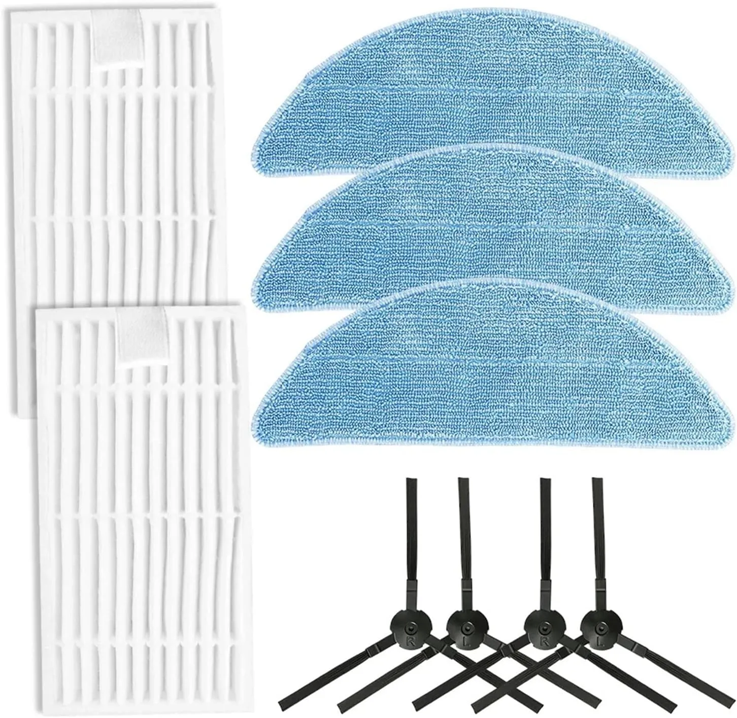 Set of Cleaning Appliance Accessories，Compatible for ILIFE, G9/G9PRO/V9/V9PRO Vacuum Cleaner Side Brushes, Filters, Mop Cloths(1set)