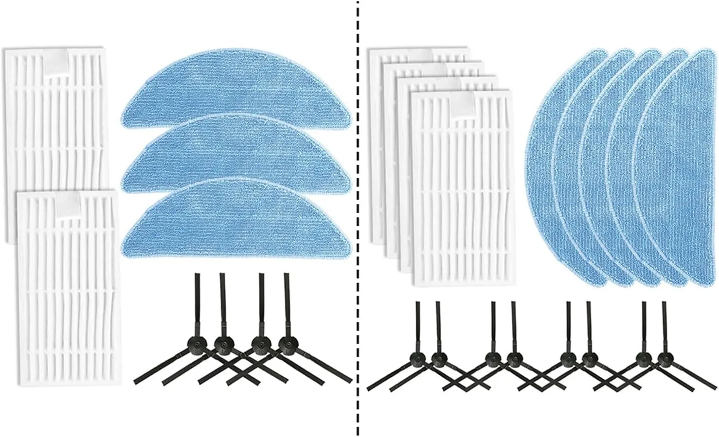 Set of Cleaning Appliance Accessories，Compatible for ILIFE, G9/G9PRO/V9/V9PRO Vacuum Cleaner Side Brushes, Filters, Mop Cloths(1set)